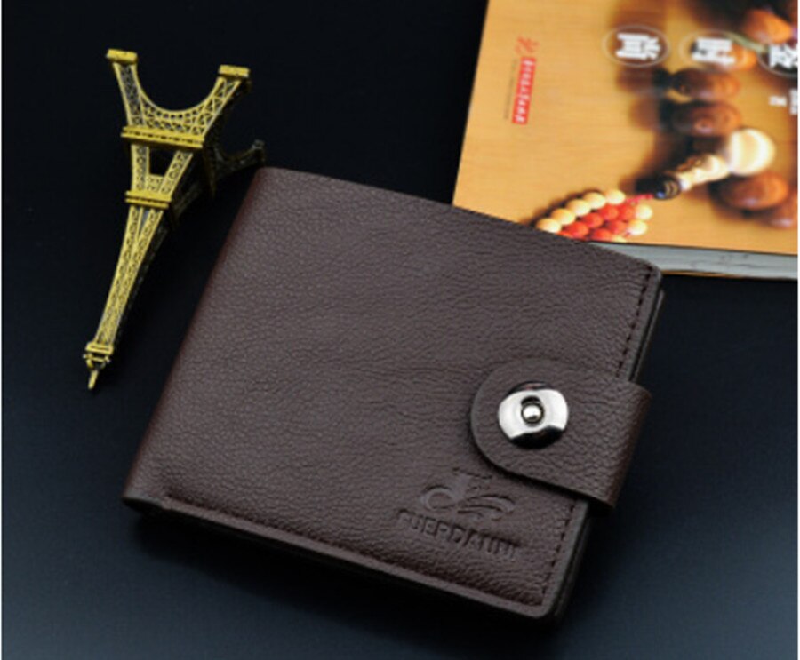 men's wallet pu solid color slim wallet men's two-way folding short credit card wallet coin purse business wallet men