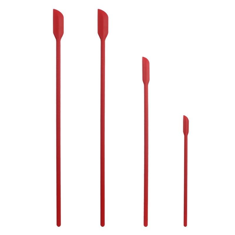 Kapmore 4Pcs Kitchen Spatula Mini Long Thin Baking Spatula Jar Scraper DIY Baking Tools Accessories Cake Tools: Red