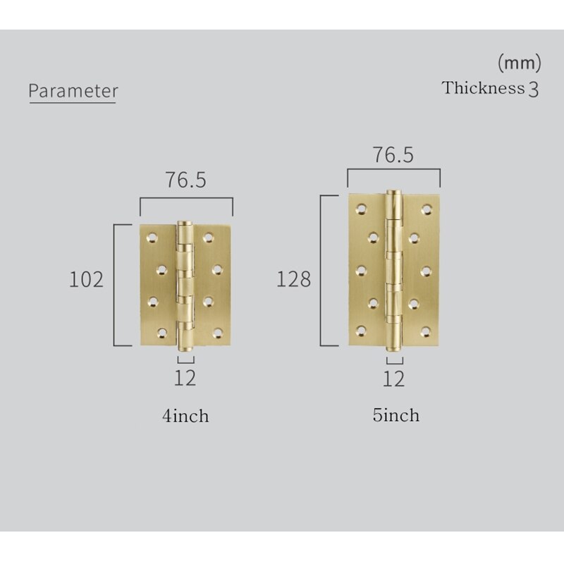 Luxury Door Hing Thicken 4 5 inch Wooden Retro Monolithic Modern American Mute Black Retro Brass Wooden Door