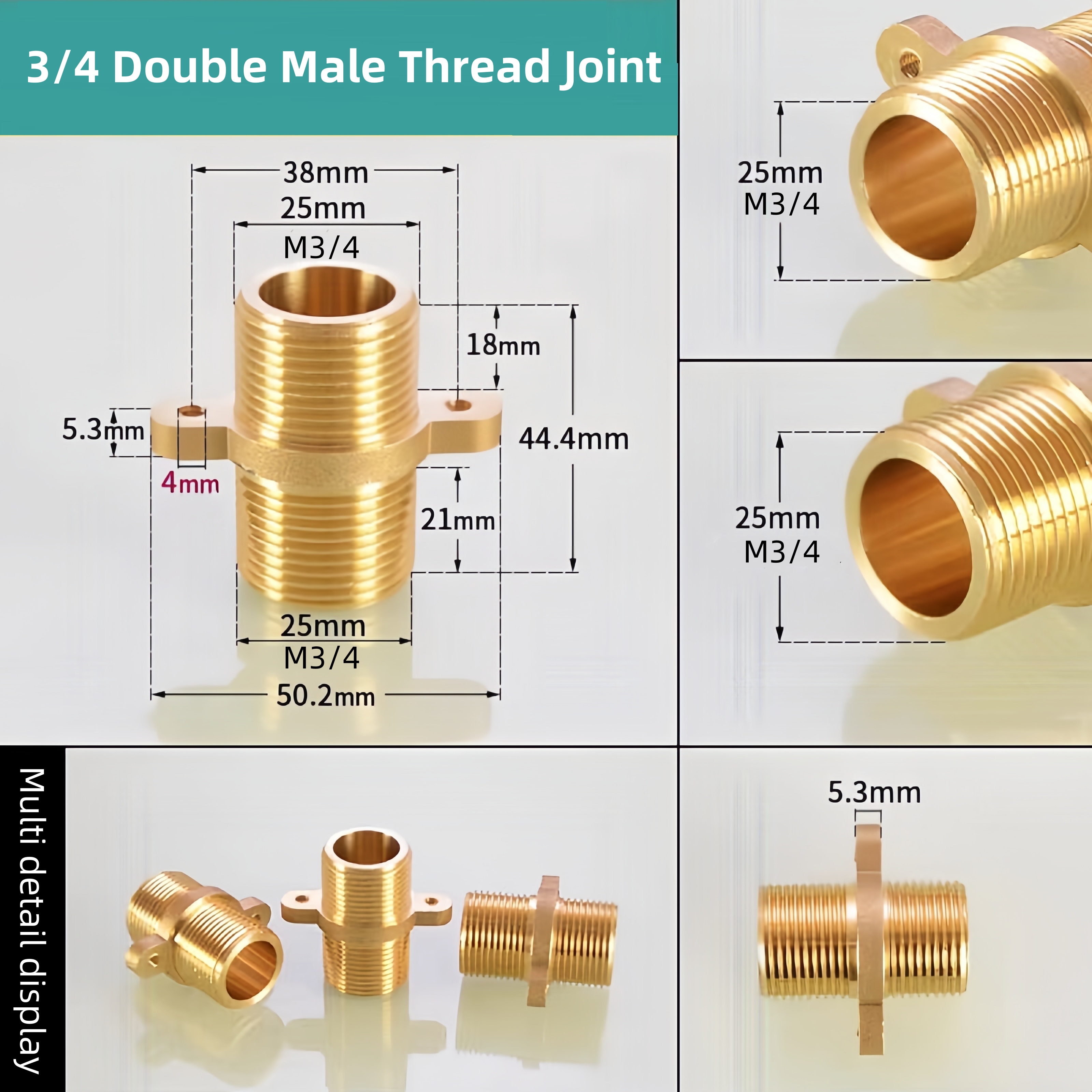 1/4 3/8 1/2 3/4 1 Inch Brass Water Pipe Accessories Copper Male/Female Thread Flange fixed Ear Joint Drinking Fountain Connector: Blue / 1''