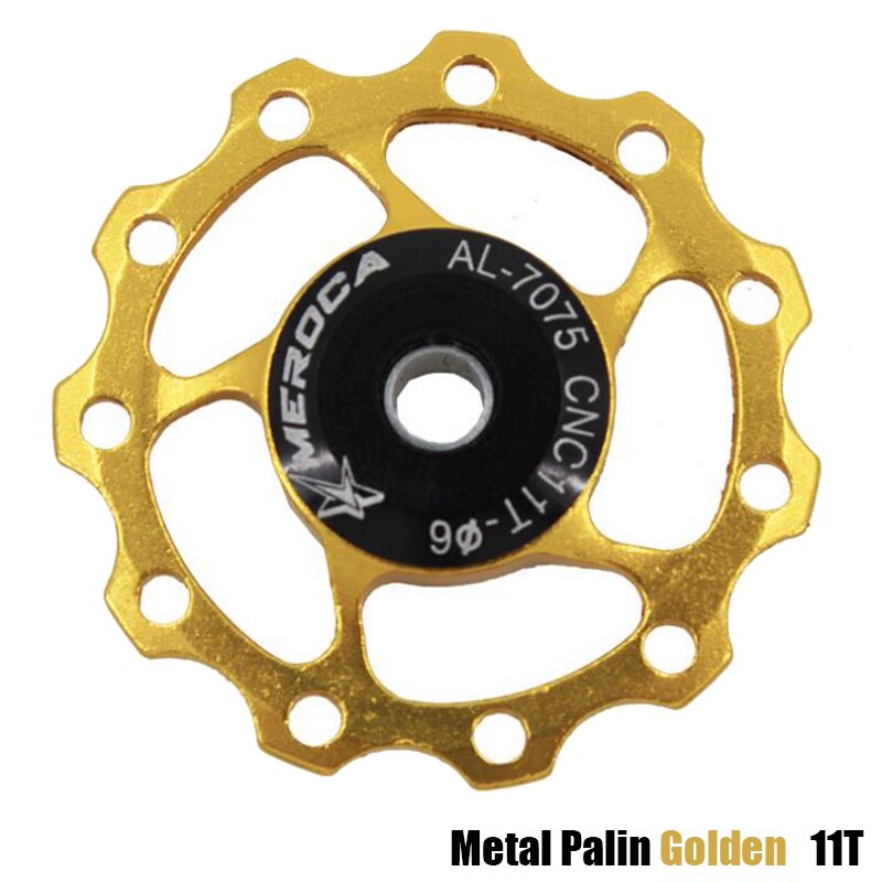 MTB Mountain Bike Road Bicycle Jockey Wheel 11T Aluminum Alloy Rear Derailleur Pulley Metal Bearing Guide Pulley Bearing: Metal Palin Golden