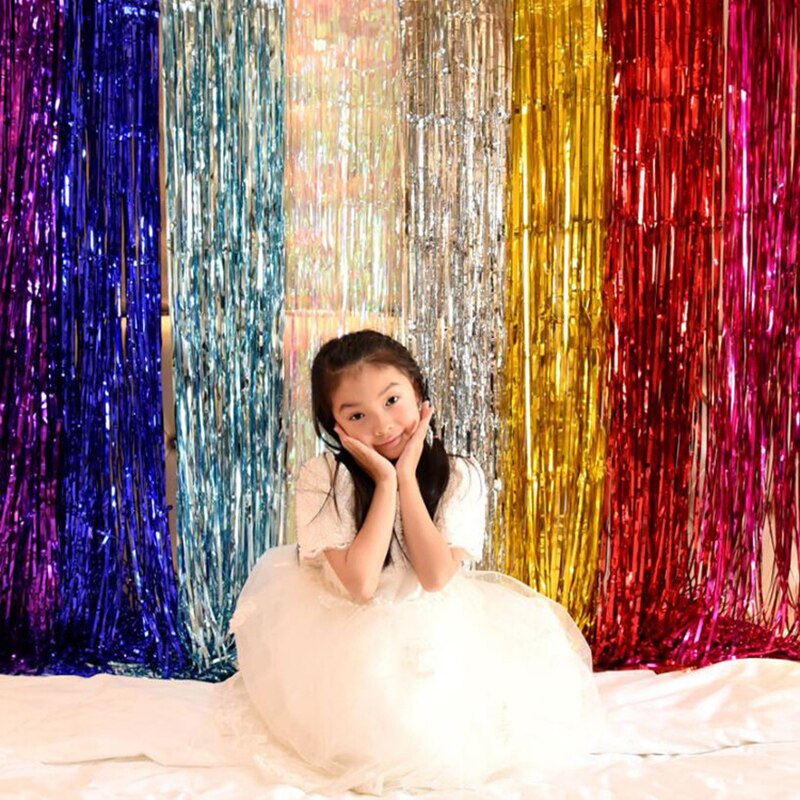 Fondo de cortina de seda de lluvia, tira de colores para pared, cumpleaños, boda, decoración de cinta de seda de lluvia, sala de estar para, suministros de cortina