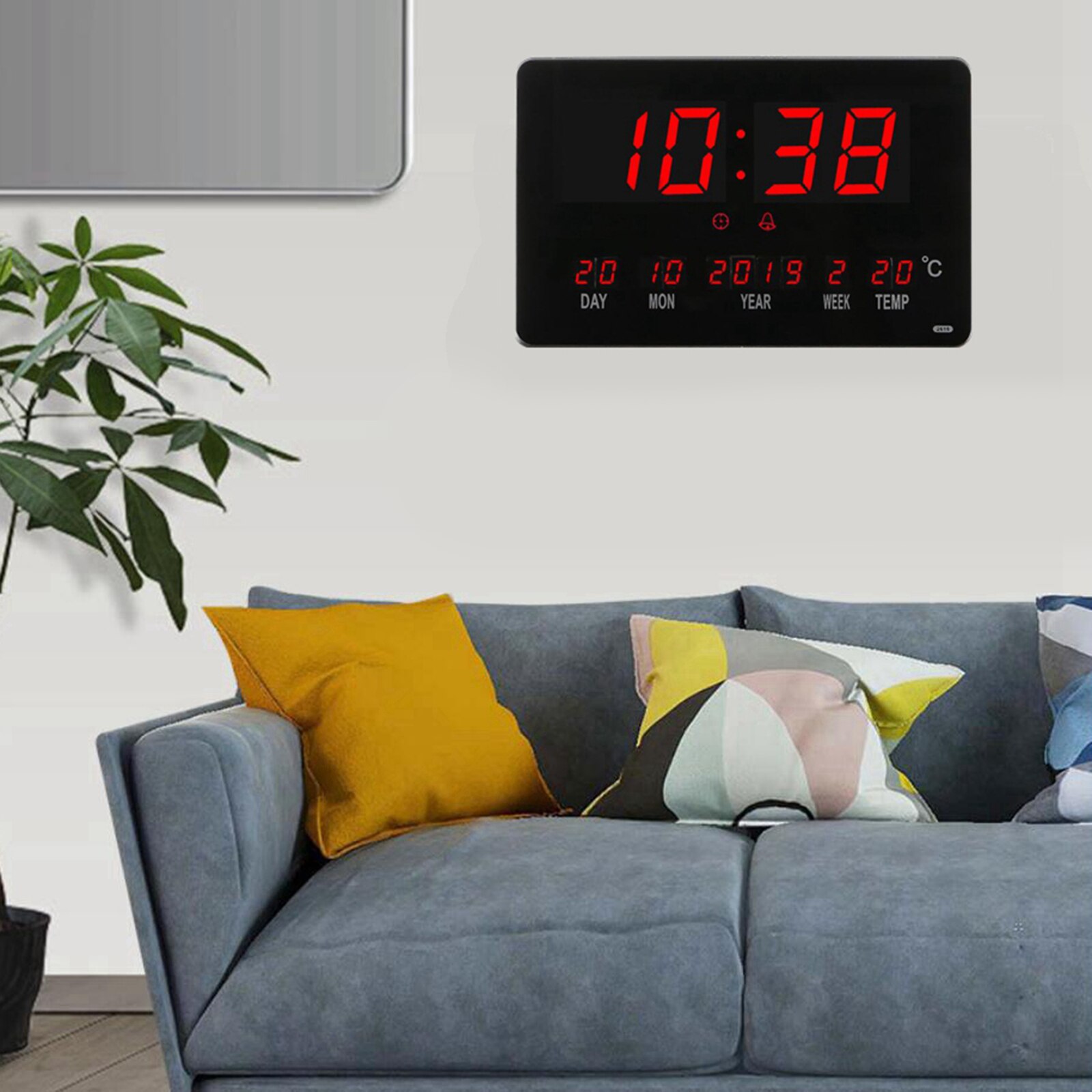 Digital Alarm Clock Desktop Wall Clock Hourly Chime for Home Office Decor