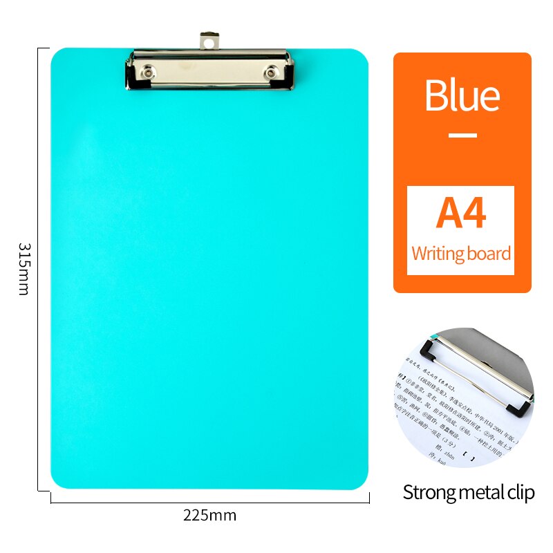 Clip file folder plastic writing board for documents multifunctional drawing tablet a4 paper writing pad office student supplies: Blue