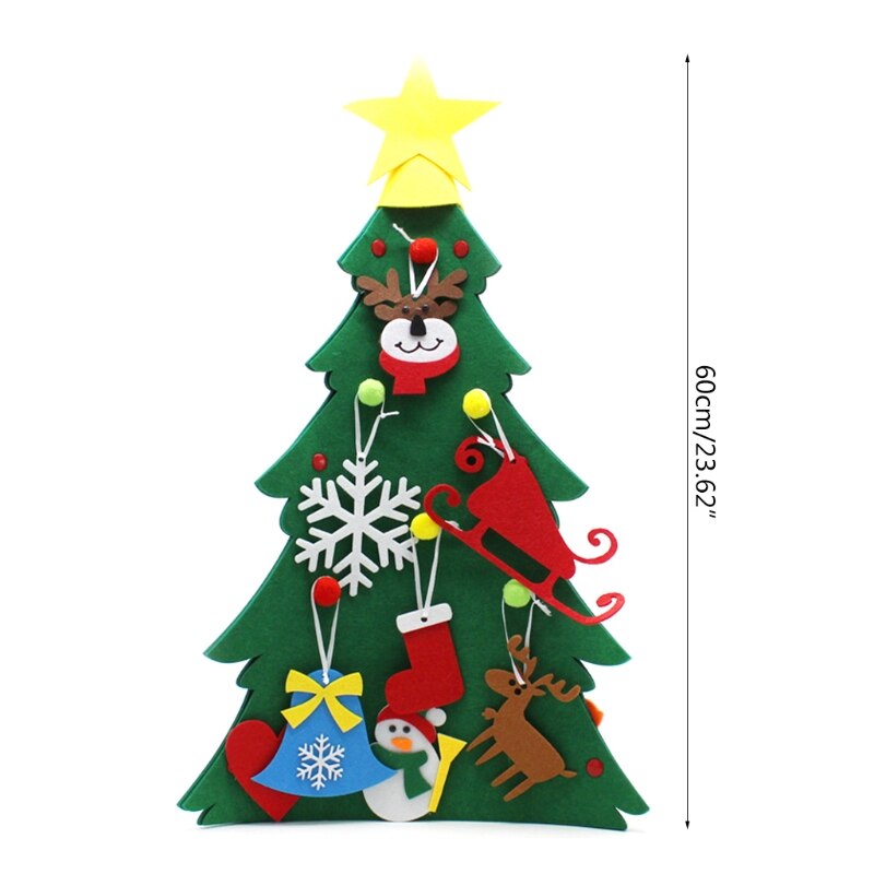 Diy 3D Voelde Kerstboom Decoratie Kerstman Ornamenten Kids Jaar Xmas Versiering