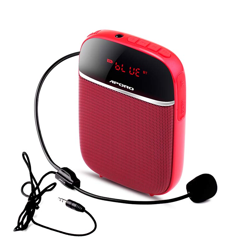 Lærer stemmeforstærker kablet mikrofon 10w mini til professor mødeguide bærbar megafon højttaler amplificador voz: Rød
