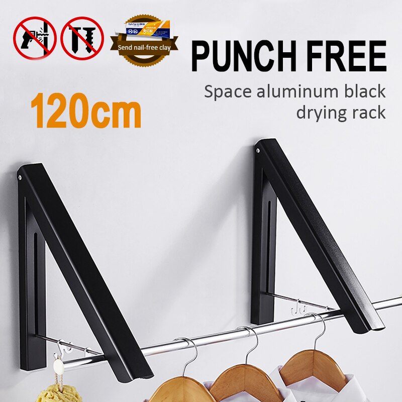 Drying Rack Bathroom Balcony Wall Hanging Clothes Rack Drying Racks Punch-free Space Aluminum Foldable Invisible Thickening: 06