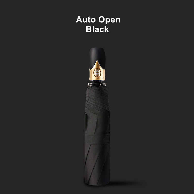 DMBRELLA Black coated 3 Fold UV Rain Women men Automatic windproof umbrellas male parasol Girls paraguas: Auto open-Black
