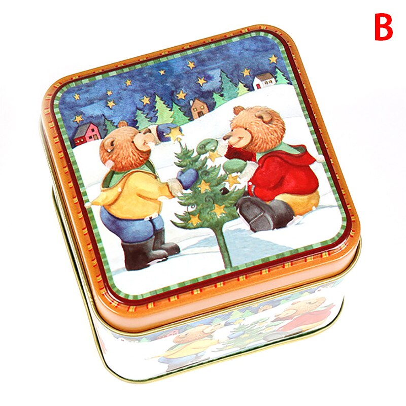 1pc julekasse pakke tin kasse bryllupsfest slik bagning cookies kiks kasse container til xmas holder: B