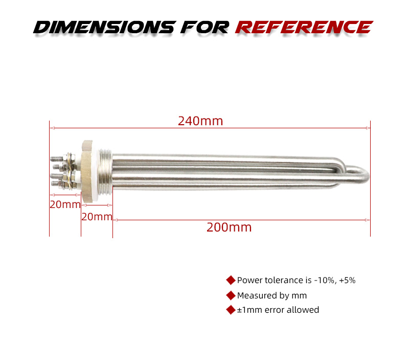 12v/24v/36v/48v/60v Elemento de aquecimento de imersão Tubular Aquecedor de água DN25 dc Elemento de aquecimento de água solar