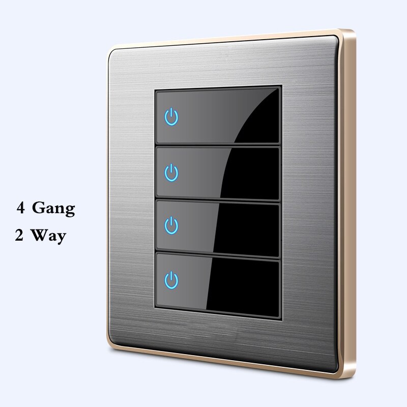 86 typ LED gelegentliche punkt schalter spiegel acryl haushalt edelstahl gebürstet Tafel 1/2/3/4 Gang 1 Weg 2 Weg schalter: 4 Gang 2 Weg