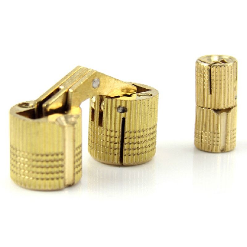4 Stuks 10 Mm Koperen Vat Scharnieren Cilindrische Verborgen Kabinet Verborgen Onzichtbare Messing Deur Scharnieren Voor Meubels Hardware