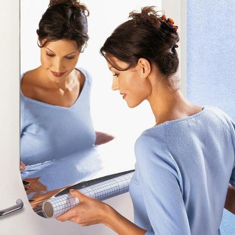 1 Roll Silver Reflective Solar Self-Adhesive Film Decorative Mirror Foil Waterproof Self Adhesive Mylar Mirrored Contact Paper