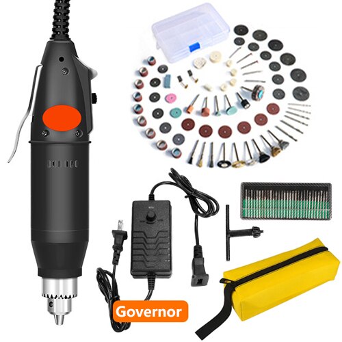 Mini taladro eléctrico de 110V/220V, herramienta rotativa de estilo Dremel con velocidad Variable positiva y negativa, herramientas eléctricas de molienda, bolígrafo grabador: Black-75PCS