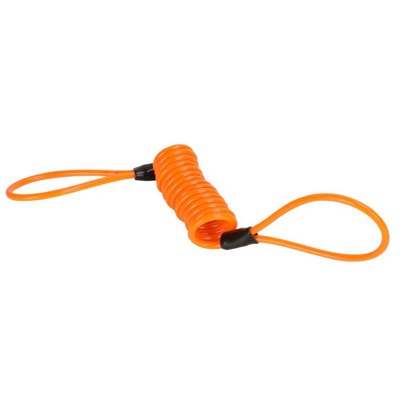 Serrure avec corde en ressort pour scooter,rappel de sécurité, câble anti-vol, à disque, moto, casque de bicyclette, outils pour avertissement, 4 mm, 1.2 m,: orange