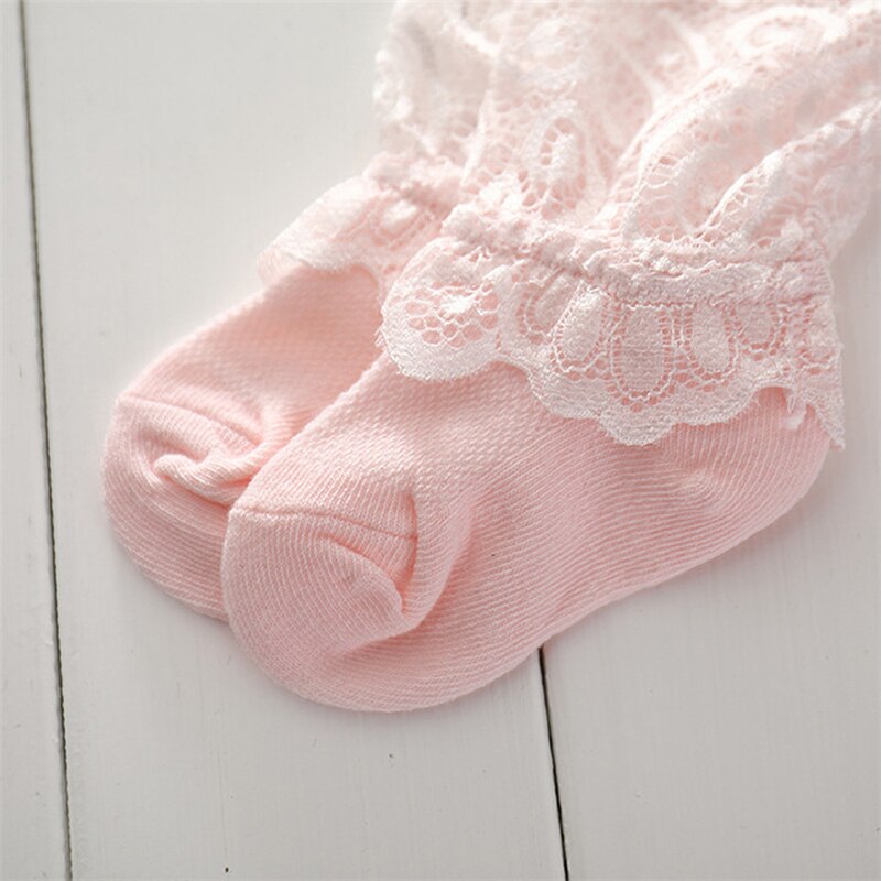 Kanten kniekousen voor meisjes, prinsessenstijl, lange sokken voor peuters, zomersokken voor meisjes, babyjurken, kledingaccessoires: Roze