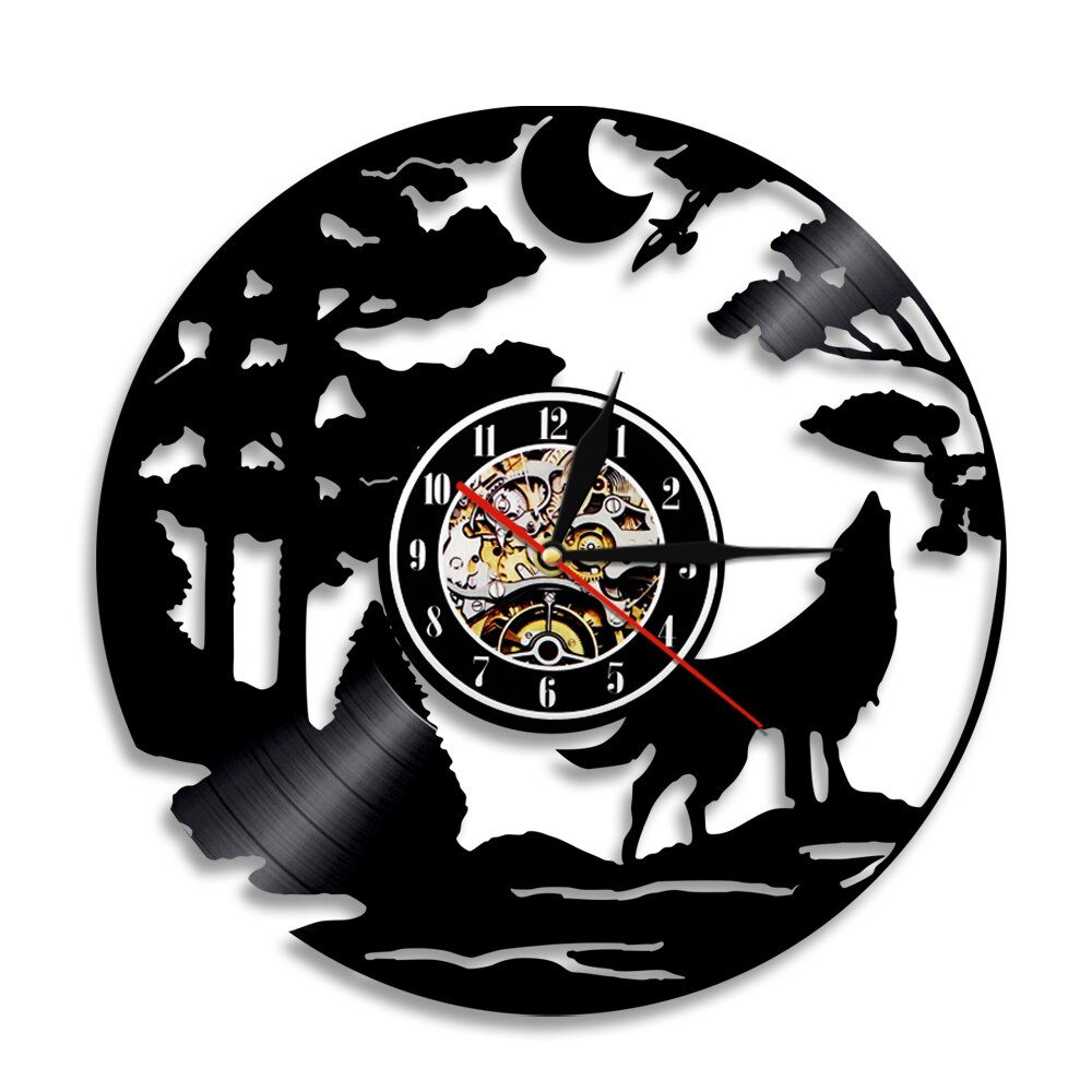 Wolf led silhouette baggrundsbelysning dyr vinyl ur farveskift atmosfære cool stue interiør indretning væg kunst: Ingen led