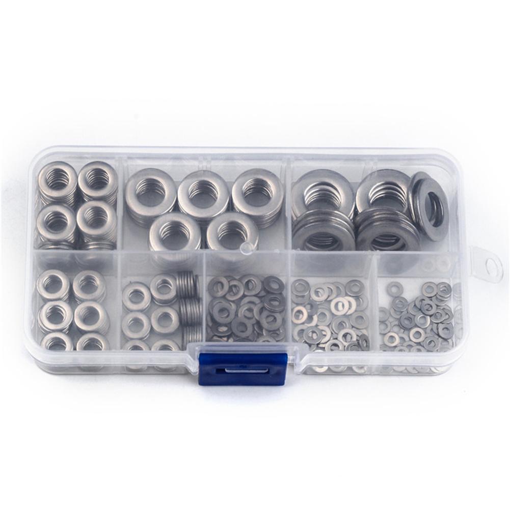 360Pcs Flat Washers M2 M2.5 M3 M4 M5 M6 M8 M10 Stainless Steel Flat Machine Washer Plain Flat Gasket Rings Car Accessories