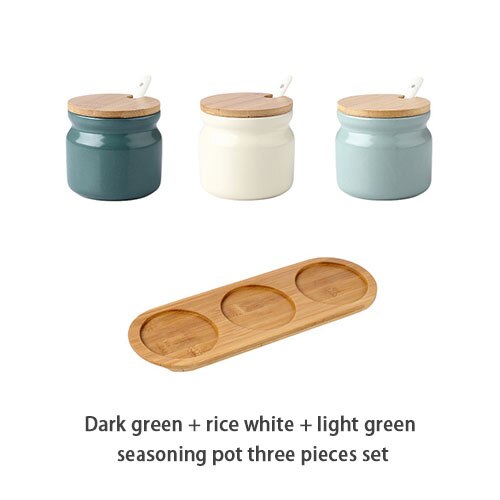 Ceramic Spice Rack Salt Shaker And Pepper Shaker Oil Bottle Set Kitchen Household Supplies For Spices Storage Jar With Cover: 4PCS
