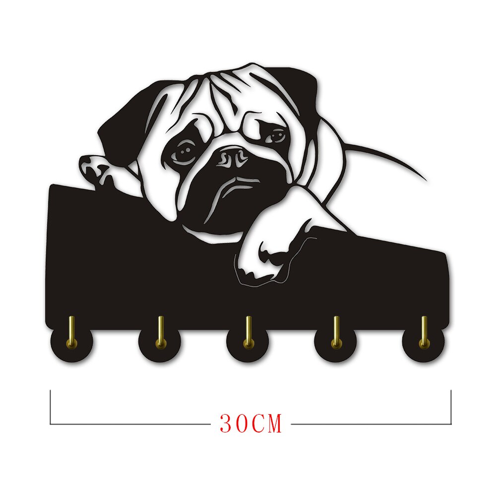 Engelsk bulldog tøj kroge dejlig hvalp hund dyr silhuet væg bøjle håndklæder kroge børneværelse indretning til badeværelse