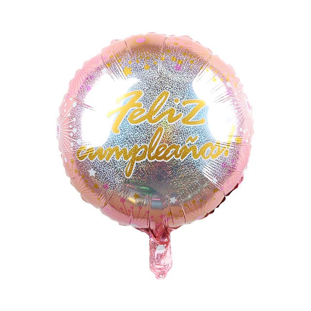 10 stk 18 tommer rund form feliz cumpleanos spansk tillykke med fødselsdagen indretning mylar folie helium balloner globos baloes luftkugler: Agat