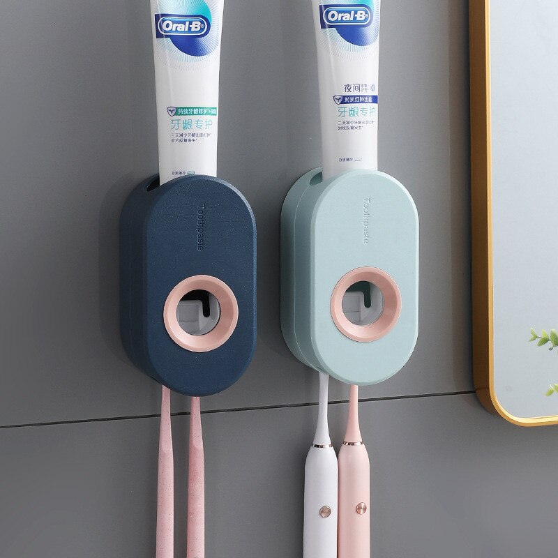 Nordisk badeværelsetilbehør til børstetænder selvklæbende tandpasta dispenser tandpasta tandbørsteholder tandpastapresser