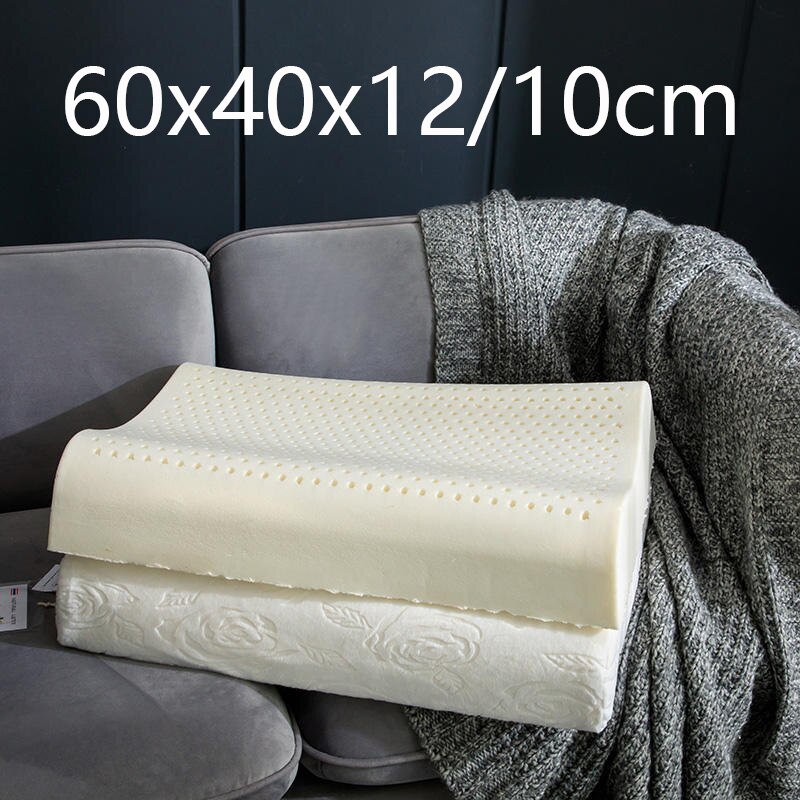 Dunne kleine slaapkussens van latex, laag orthopedisch, voor nekpijn, nekbescherming, drukkussen, natuurlijk latex hoofdkussen 60 x 40cm: Bolang 60 x 40cm