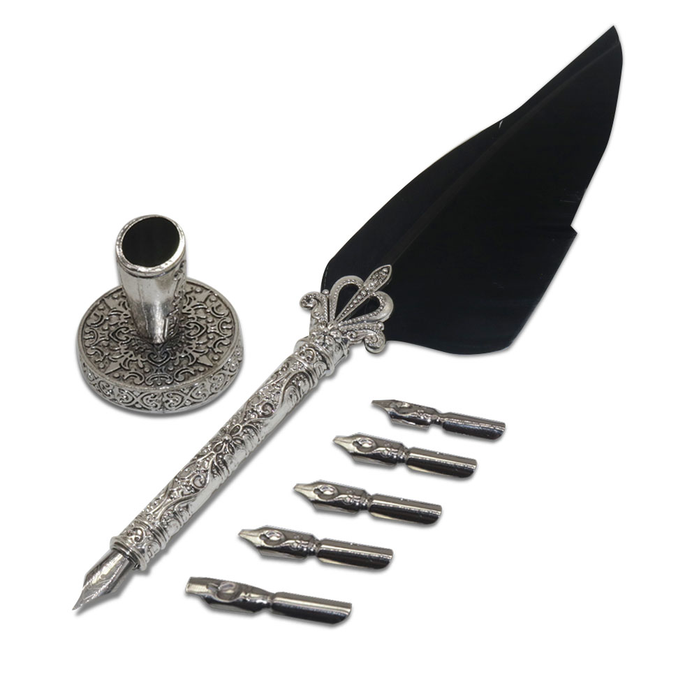 Baspenna med 5 spetsar engelsk kalligrafi fjäderpenna skrivbläckset med 5 spetsar bröllopspenna med fjäderpenna reservoarpenna