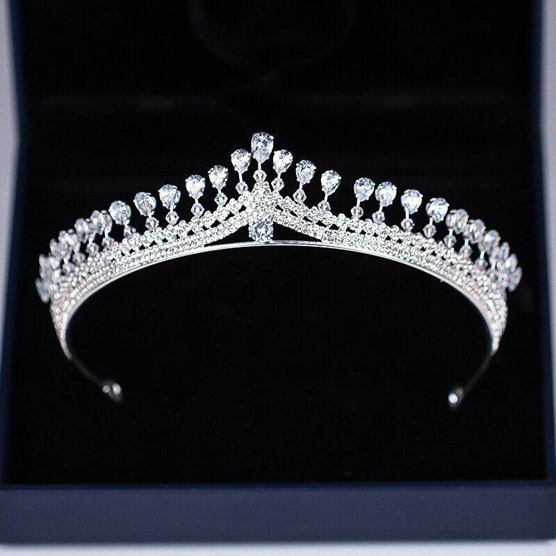 Luksus dame krone pannebånd krystall rhinestone tiara og krone hårbånd smykker sølvfarge brude hår tilbehør bryllup