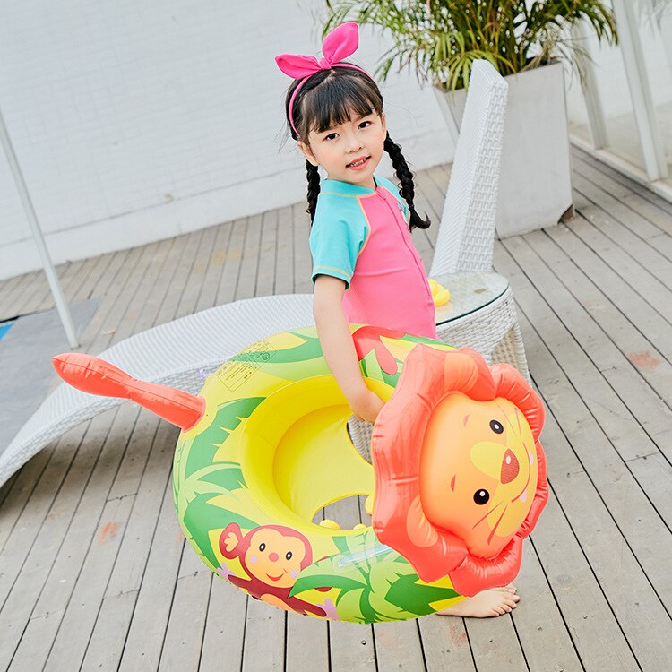 Niños natación círculo Animal barco mano inflable natación círculo grueso asiento inflable anillo niños dibujo Animal anillo