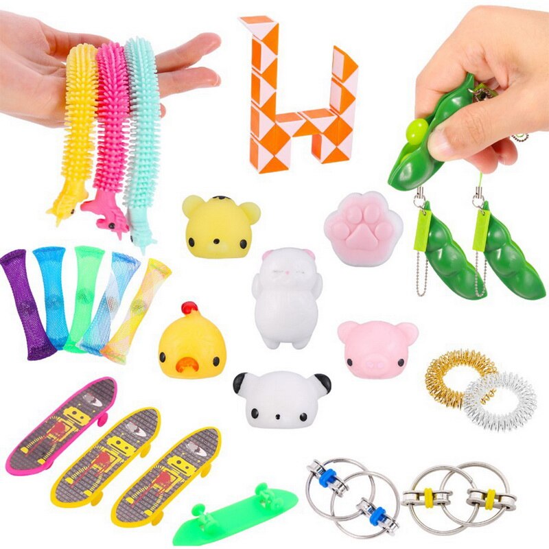 Jouets Fidget - Lot De 4 Pièces, Noir, Pour Aider à La Concentration Et Réduire Le Stress - 4