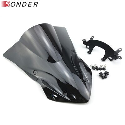 Windshield Windscreen for Kawasaki Z900 Parts Motorcycle Double Bubble Z 900 17 18 19 Screen accessories: Black