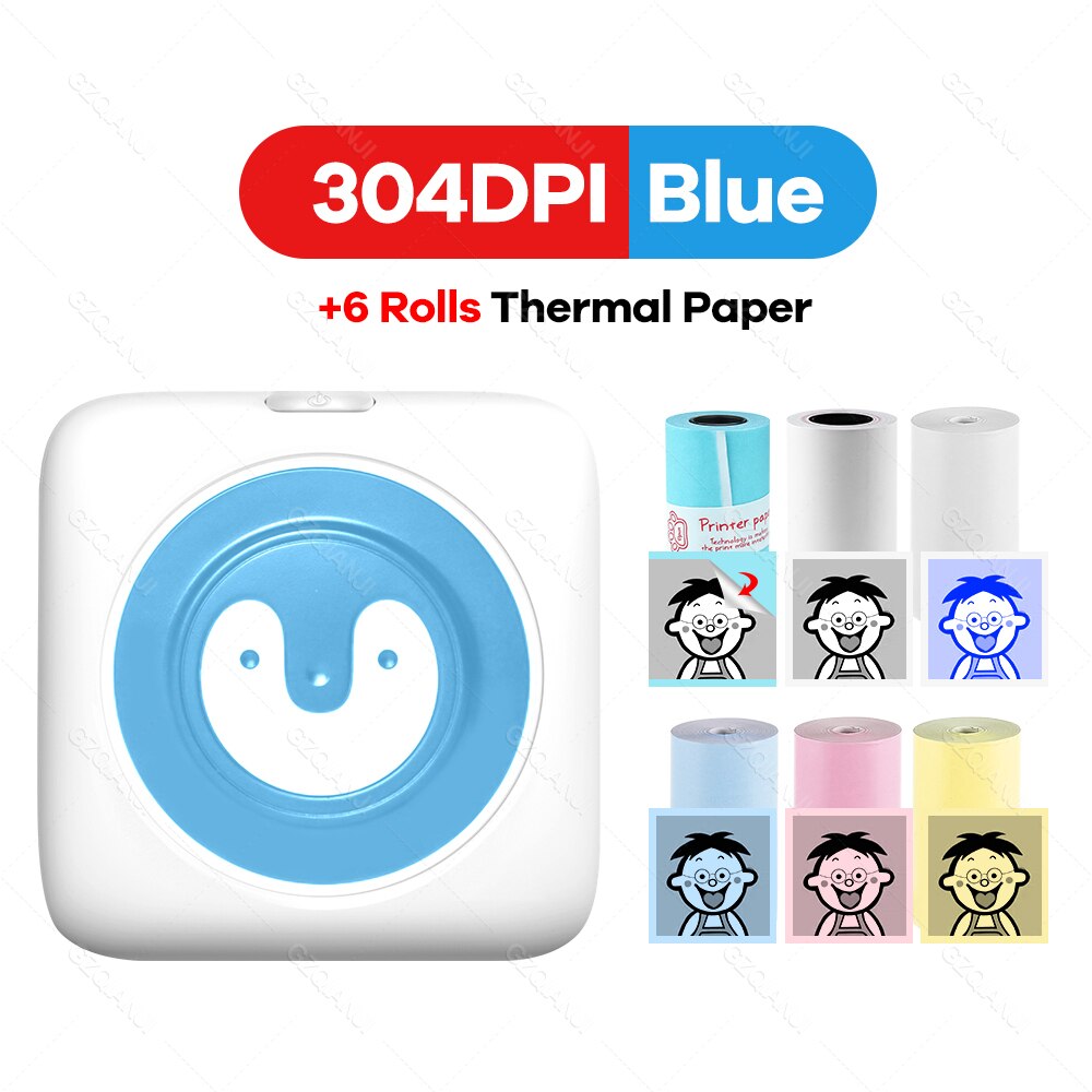 304DPI Photo Printer Bluetooth Wireless Connected Via Phone Free App For Android and iOS Mini Pocket Thermal Printer 300DPI: 304BL add 6 Group