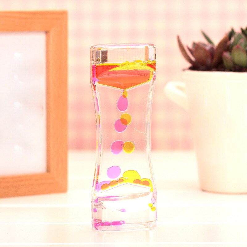 Floating Color Mix Illusion Timer Liquid Motion Visual Slim liquid Oil Glass Acrylic Hourglass Timer Clock Ornament Desk: Color 3