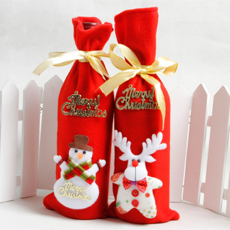 Kerst Decoraties Voor Huis Kerstman Wijnfles Cover Sneeuwpop Kous Houders Xmas Navidad Decor Jaar