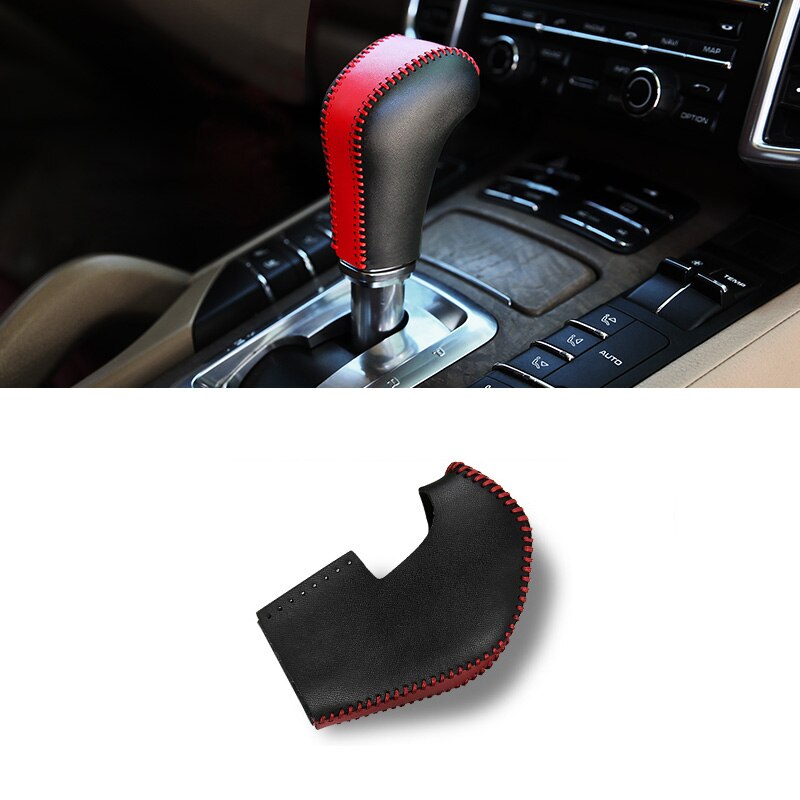 Automobile Leather Gear Headgear Handle Head Protective Cover For Porsche Cayenne Car