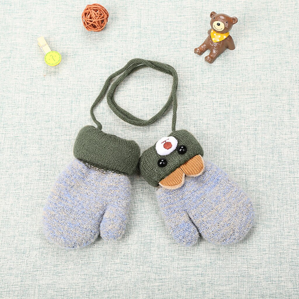 Kinderen Winter Cartoon Handschoenen Beer Oren Winter Patchwork Warm Houden Wanten Handschoenen Leuke Baby Handschoenen Bescherming Gezicht Pasgeboren