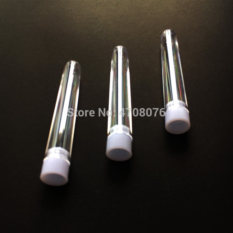 50 Pcs/lot 12x75mm Clear PS Plastic Test Tubes With White Caps Stoppers Test Tubes clear lab tube round bottom plain end