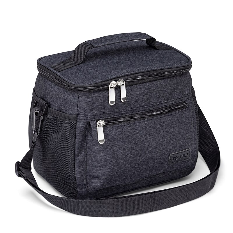 Tomule Thermische Mittagessen Tasche für Frauen freundlicher Männer Kühler Taschen Picknick Tragbare Taschen Wasserdicht Isolierte Pack Schwarz: TML-L002-01