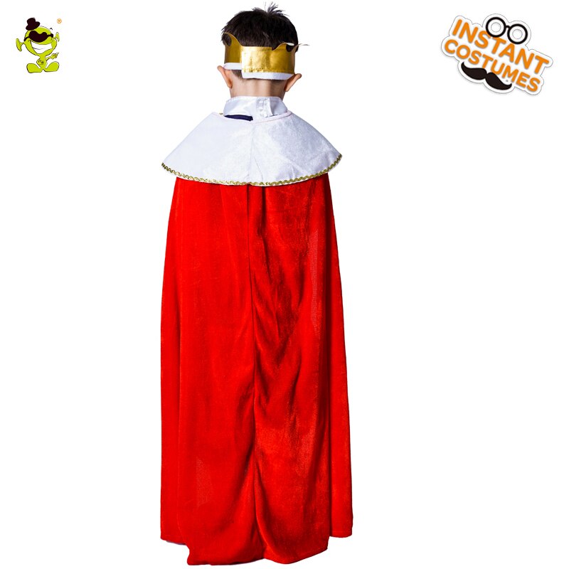 Disfraces de rey de lujo para niños, juegos de rol de Príncipe Noble con capa roja, ropa de actuación de líder del Reino para fiestas