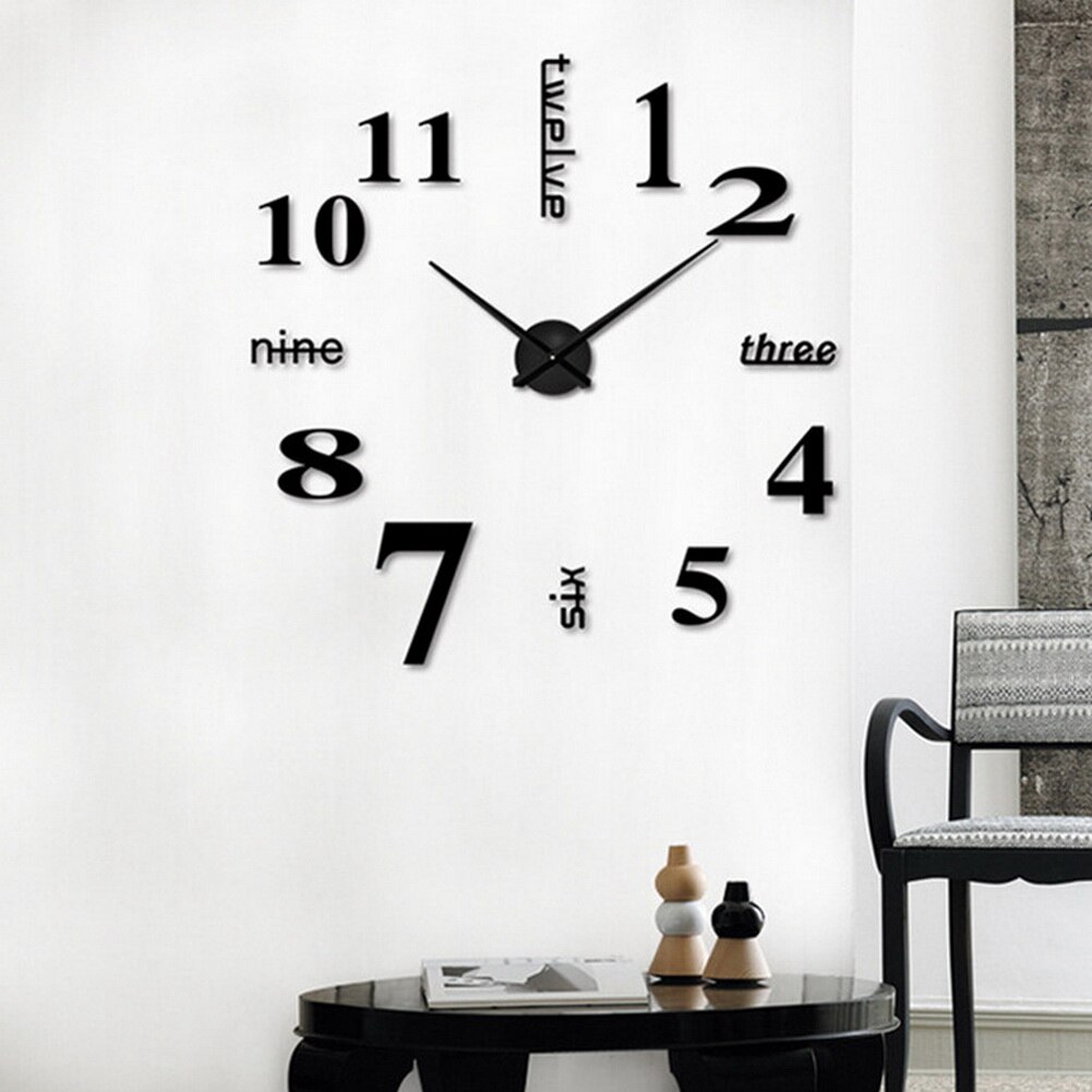 3d spiegel stille klok diy digitale klok woonkamer slaapkamer decoratie  tp899