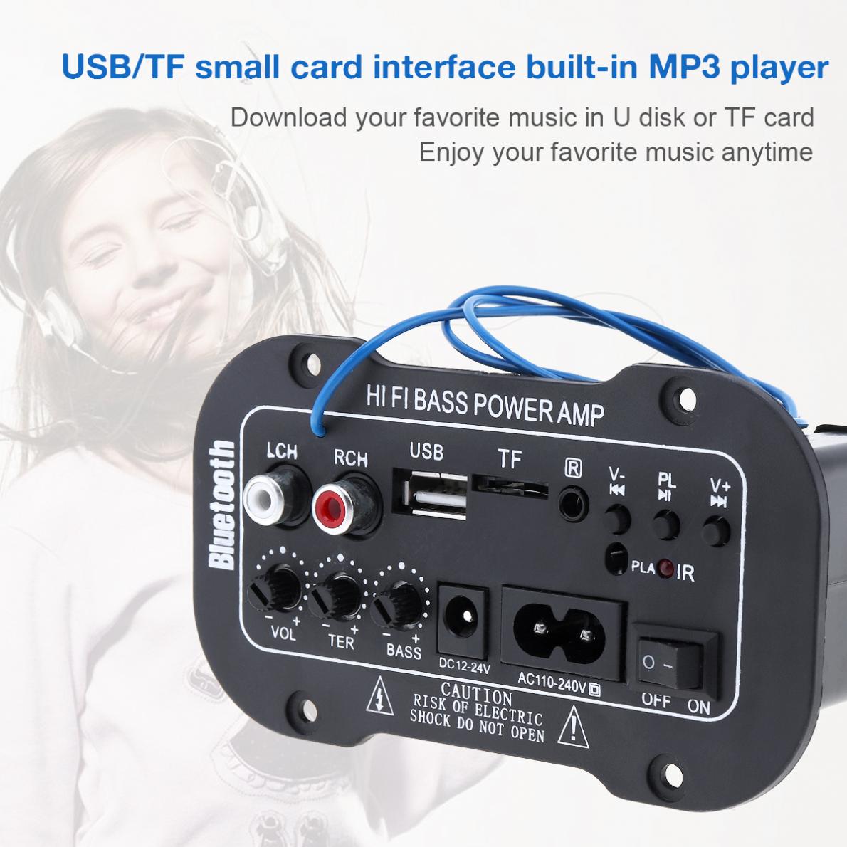 HIFI Bluetooth Car Audio Power Amplifier 5 Inch 25W FM Stereo Radio Digital Player Sound Amplifier Support SD USB DVD MP3 Input