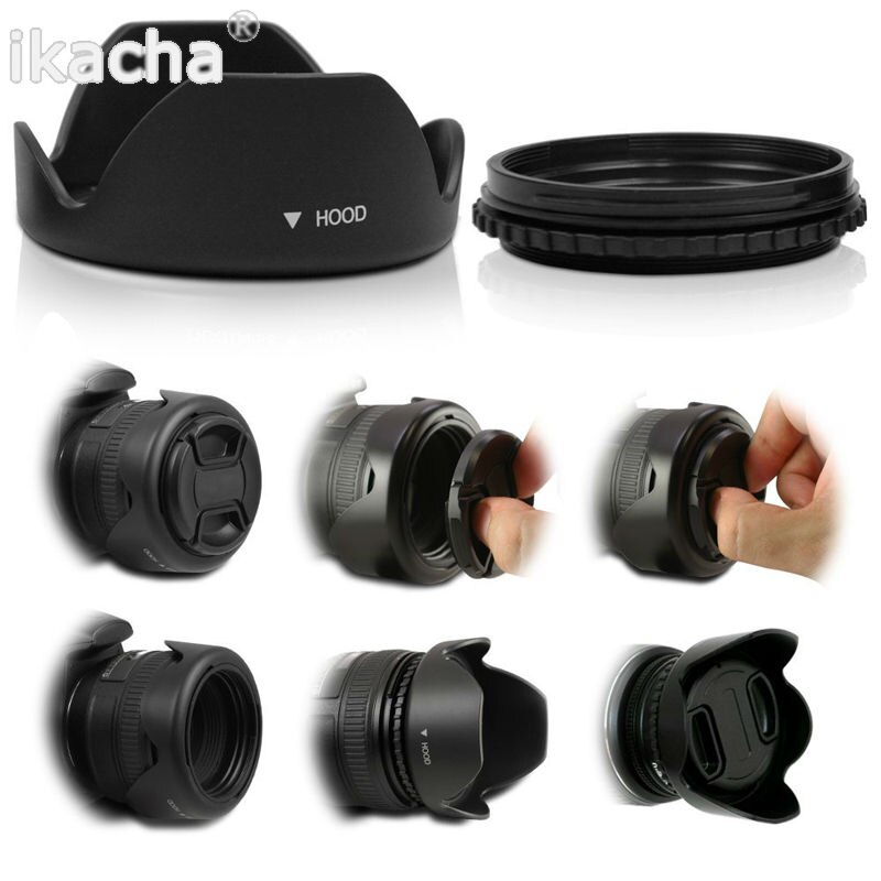 55MM Reversible Petal Flower Lens Hood For Nikon D7000 D5200 D5100 D3200 D3100