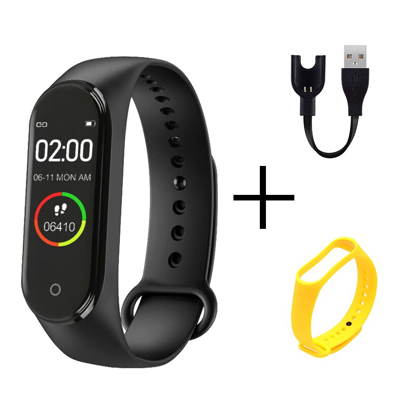 M4 Smart Armband Gesundheit Smart Band Herz Rate Blutdruck Monitor Fitness Tracker Sport Uhr Bluetooth für Android IOS: Black Yellow