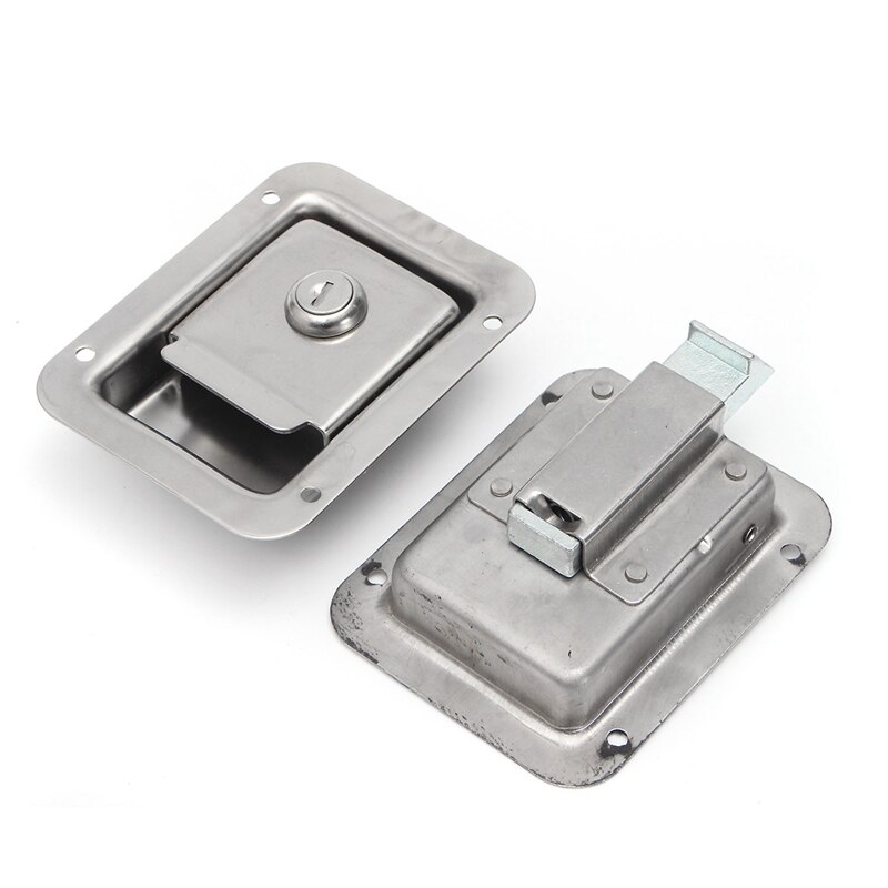 2 Sets Trailer Truck Toolbox Door Lock Stainless Steel Handle Door Lock T-Panel Lock Door Handle Latch