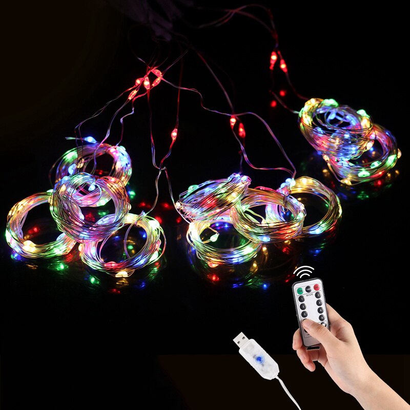 Usb julegardin led lys glædelig jul indretning til hjemmet julepynt juletræ navidad år: Multi / 2 x 3m 200 ledede