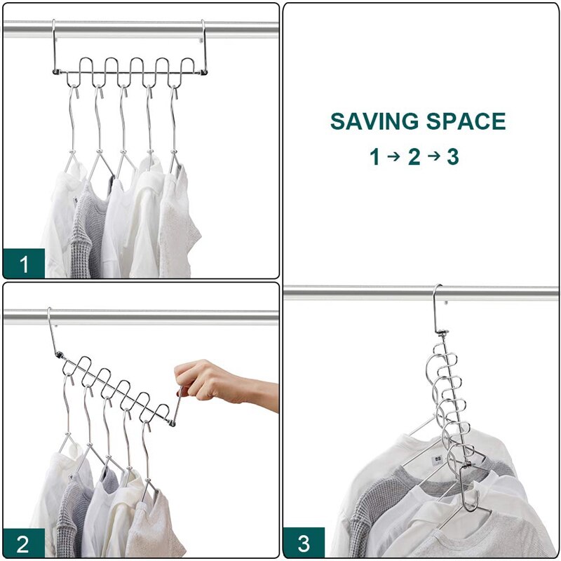 Wonder Magic Hangers Metal Space Saving Hangers 8 Pack,Closet Space Saving Wardrobe Clothing Hanger Organizer,Updated (8P