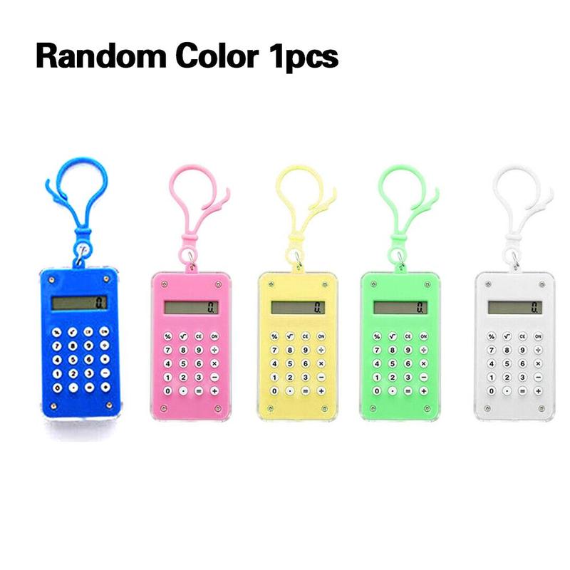 Mini calculadora de bolsillo con llavero, dispositivo electrónico portátil de 8 dígitos para estudiantes, Color aleatorio