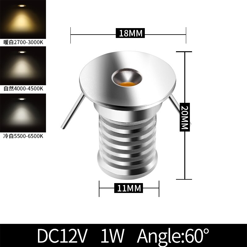 Spot stue loft indbygget led vinskabslampe 12v hullers lampe 1w indbygget lille spotlight mini miniature downlight
