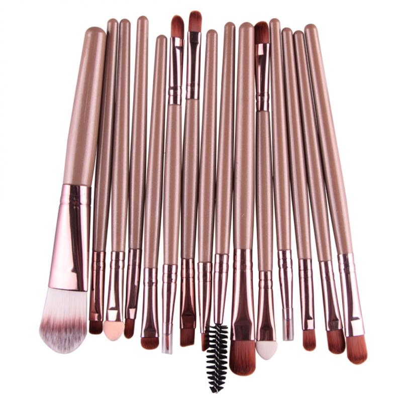 15pcs Portable Makeup Cosmetic Beauty Tools Eye Brush For Eyeshadow Eyebrow Multi-color Fiber Nylon Hair Plastic Handle: 15pcs9